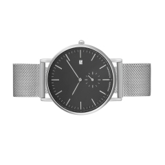 OEM Design Black Dial Silver Mesh Strap Men Wrist Watch