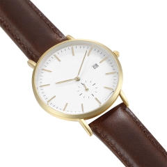Men's Dress Wrist Watch Casual Classic Genuine Leather Quartz Wrist Business Watch
