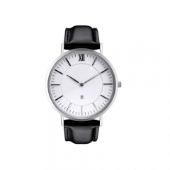 Custom logo genuine leather stainless steel wrist watch