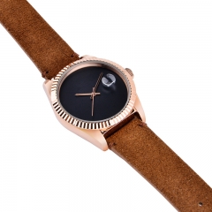 Fashion Ip rose gold  genuine leather Quartz wrist watch