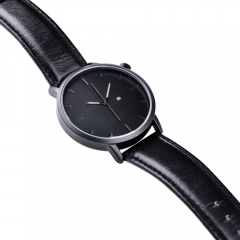 black dial genuine leather luxury man wrist watch