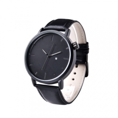black dial genuine leather luxury man wrist watch